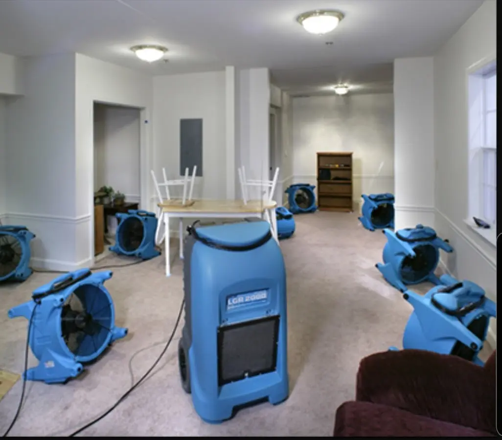 Air movers and dehumidifier setup for Water Extraction & Removal in Whitehouse